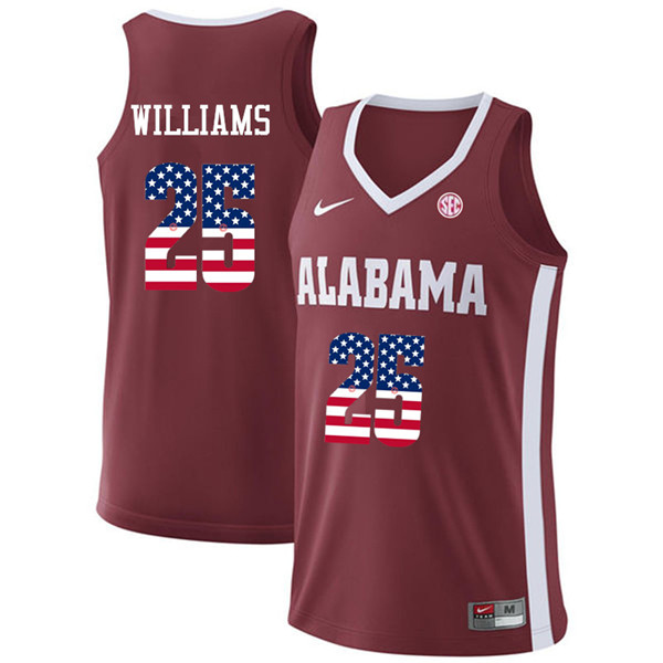 Men #25 Mo Williams Alabama Crimson Tide USA Flag Fashion College Basketball Jerseys-Crimson - Click Image to Close